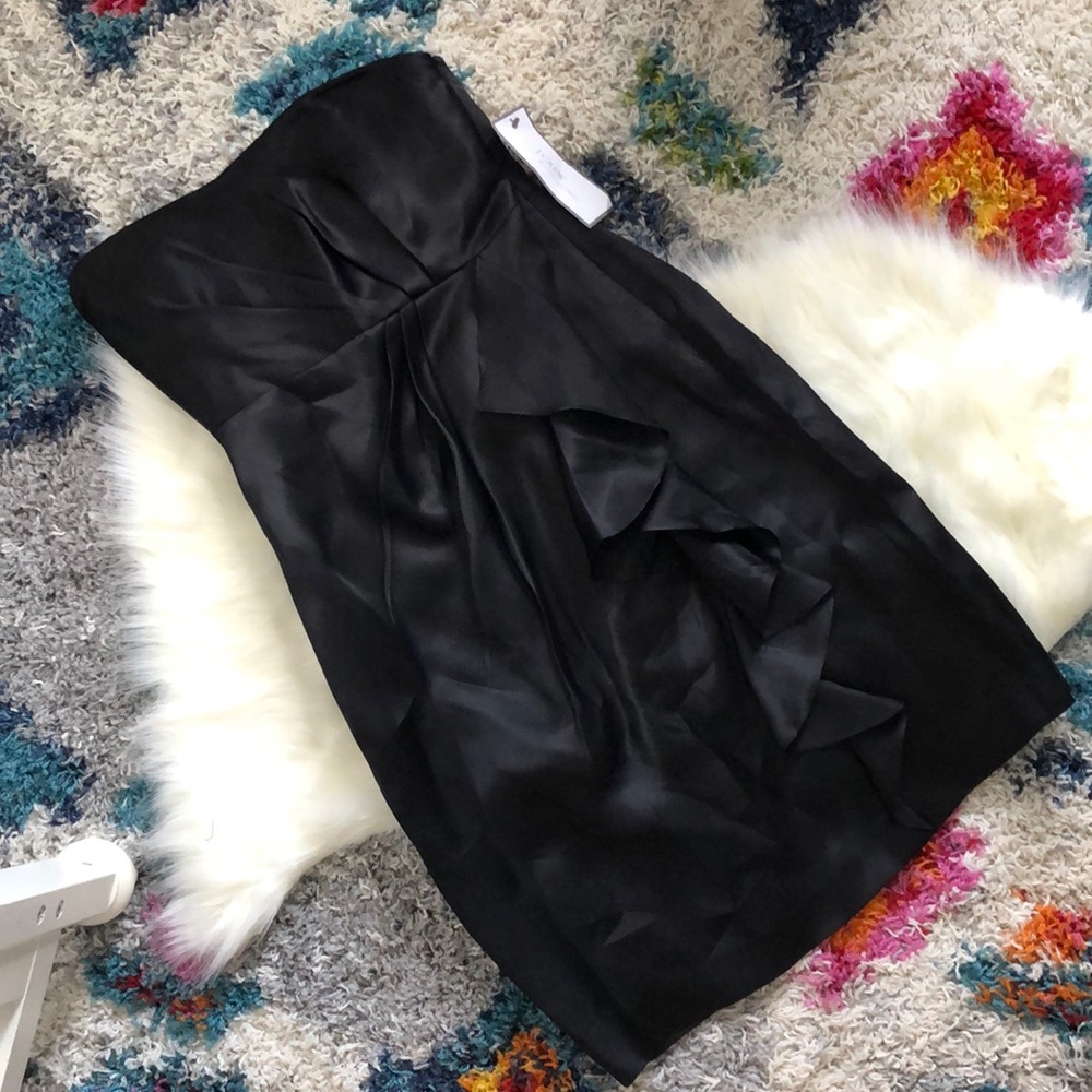 J.CREW NWT BLACK CORSETED SILK MIDI DRESS SIZE 8